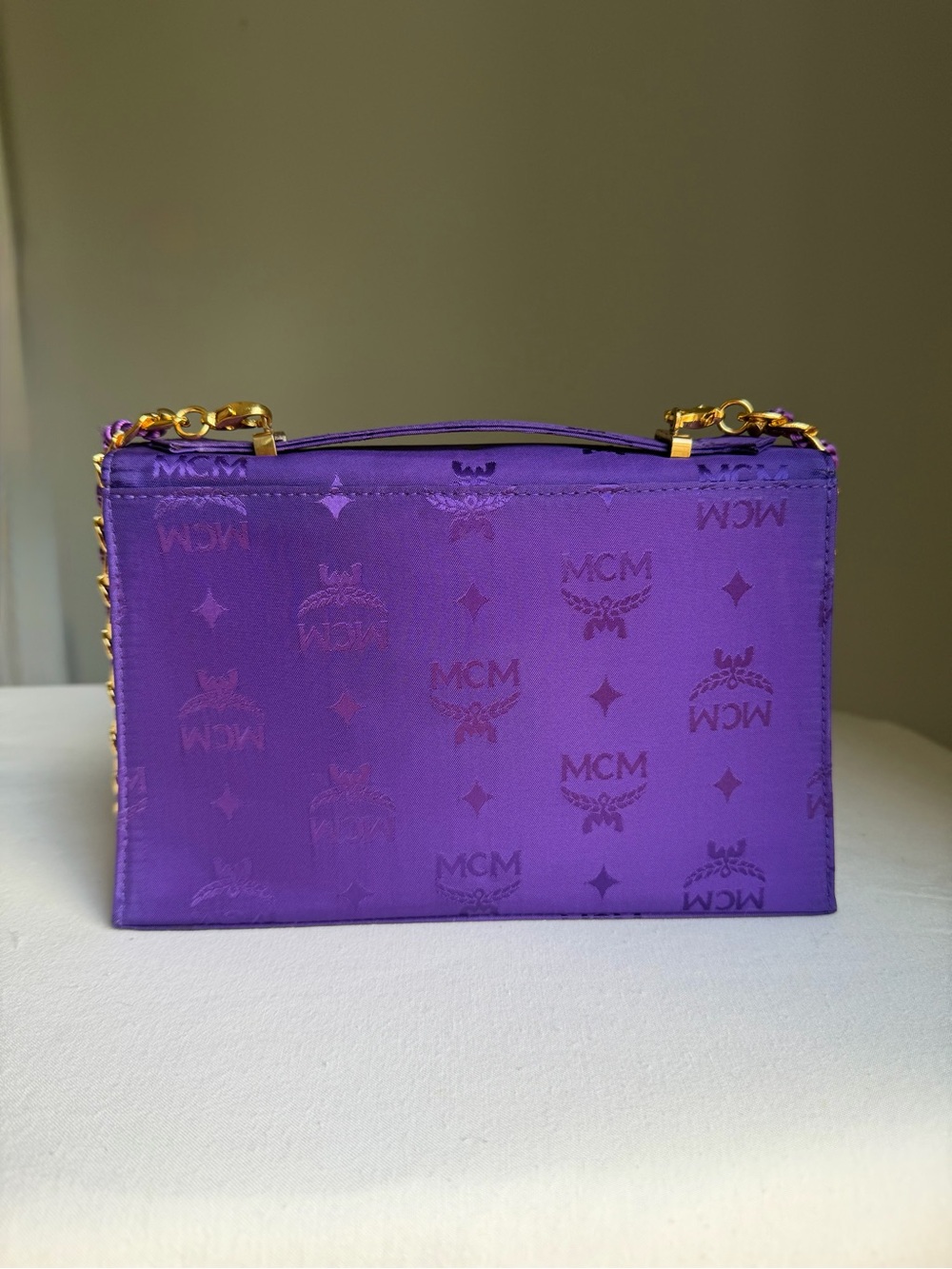 Vintage MCM Purple Tonal Monogram Chain Bag & Matching Wallet and Mirror Set - Picture 5 of 17